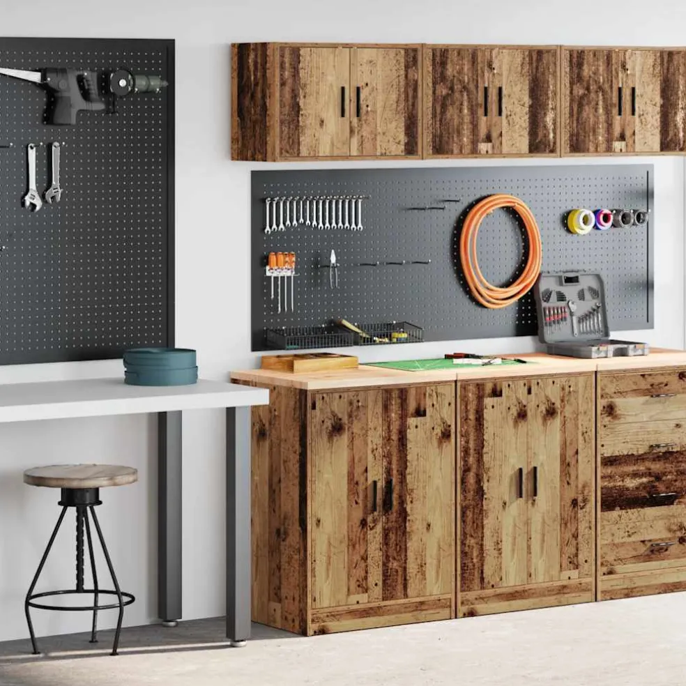 vidaXL Garagekasten 2 st bewerkt hout oud hout