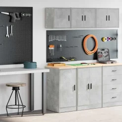 vidaXL Garagekasten 2 st bewerkt hout betongrijs