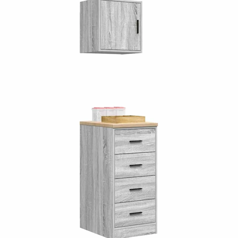 vidaXL Garagekasten 2 st bewerkt hout betongrijs