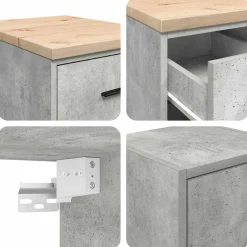 vidaXL Garagekasten 2 st bewerkt hout betongrijs
