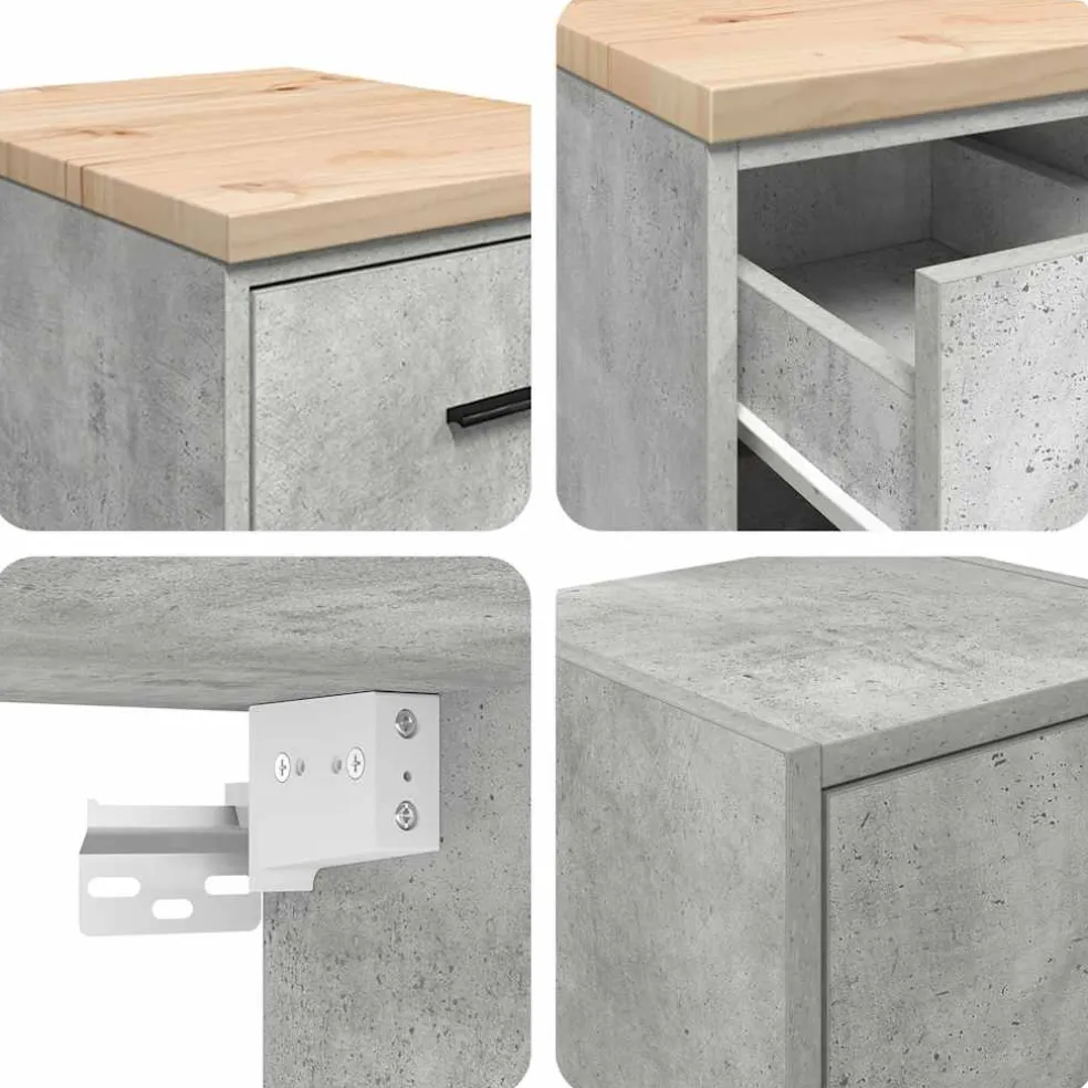 vidaXL Garagekasten 2 st bewerkt hout betongrijs
