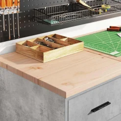 vidaXL Garagekasten 2 st bewerkt hout betongrijs