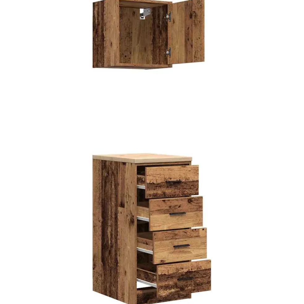 vidaXL Garagekasten 2 st bewerkt hout oud hout