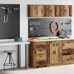 vidaXL Garagekasten 2 st bewerkt hout oud hout