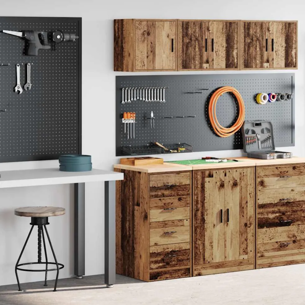 vidaXL Garagekasten 2 st bewerkt hout oud hout