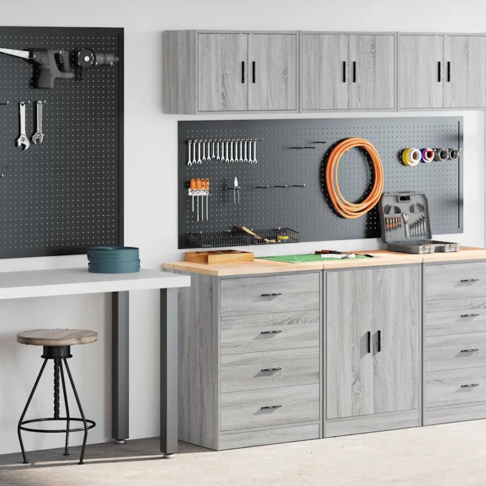 vidaXL Garagekasten 2 st bewerkt hout sonoma grijs