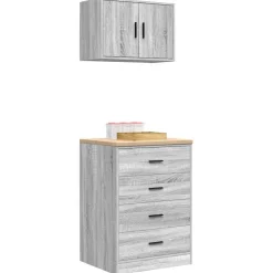 vidaXL Garagekasten 2 st bewerkt hout sonoma grijs