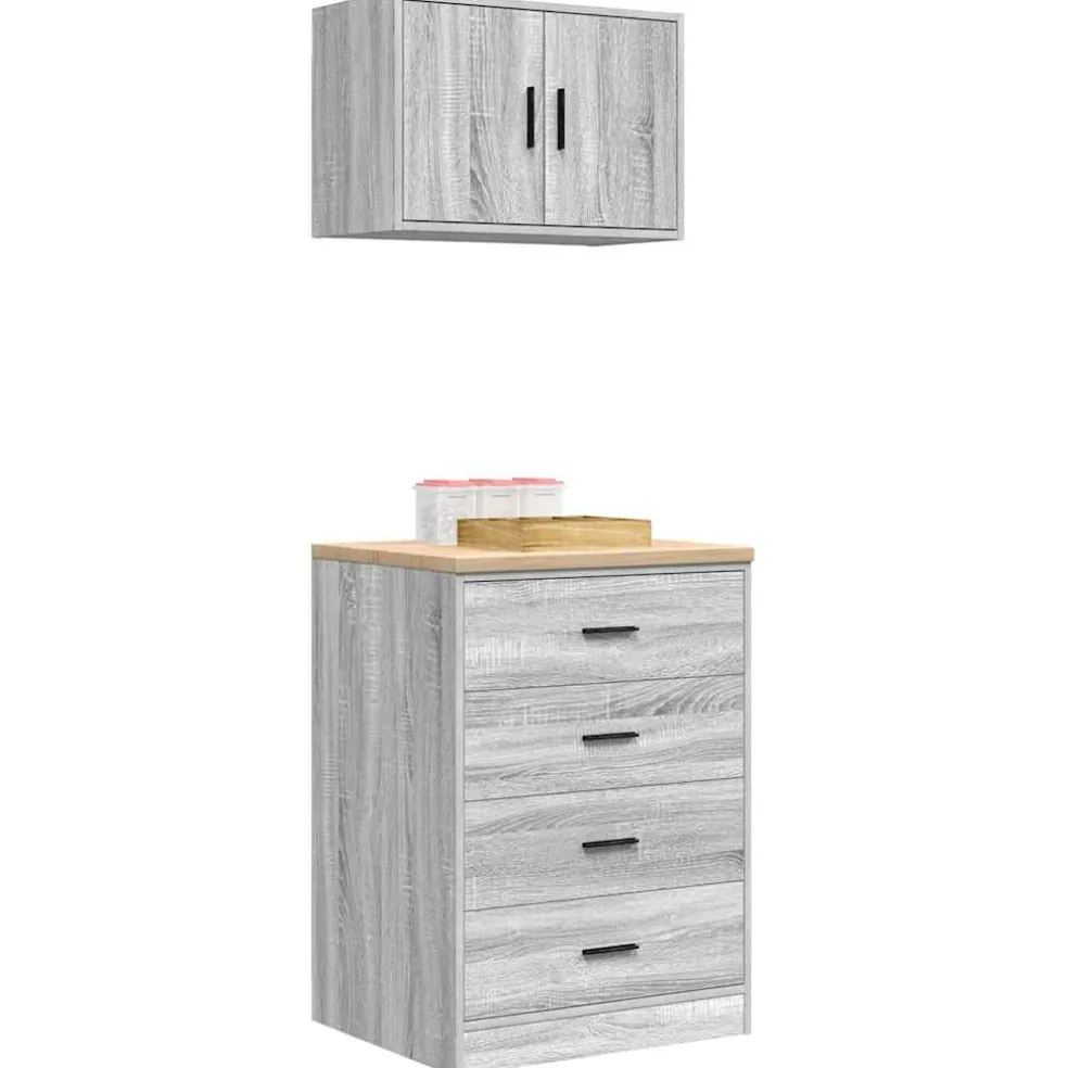 vidaXL Garagekasten 2 st bewerkt hout sonoma grijs