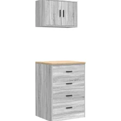 vidaXL Garagekasten 2 st bewerkt hout sonoma grijs