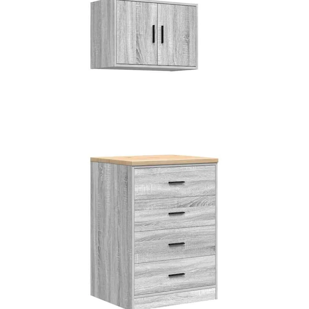 vidaXL Garagekasten 2 st bewerkt hout sonoma grijs