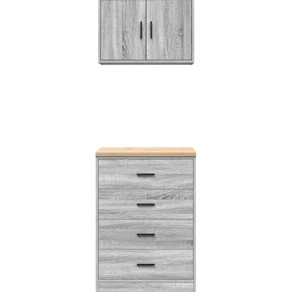 vidaXL Garagekasten 2 st bewerkt hout sonoma grijs