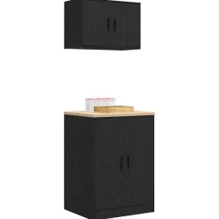 vidaXL Garagekasten 2 st spaanplaat zwart