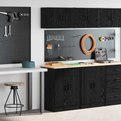 vidaXL Garagekasten 2 st spaanplaat zwart