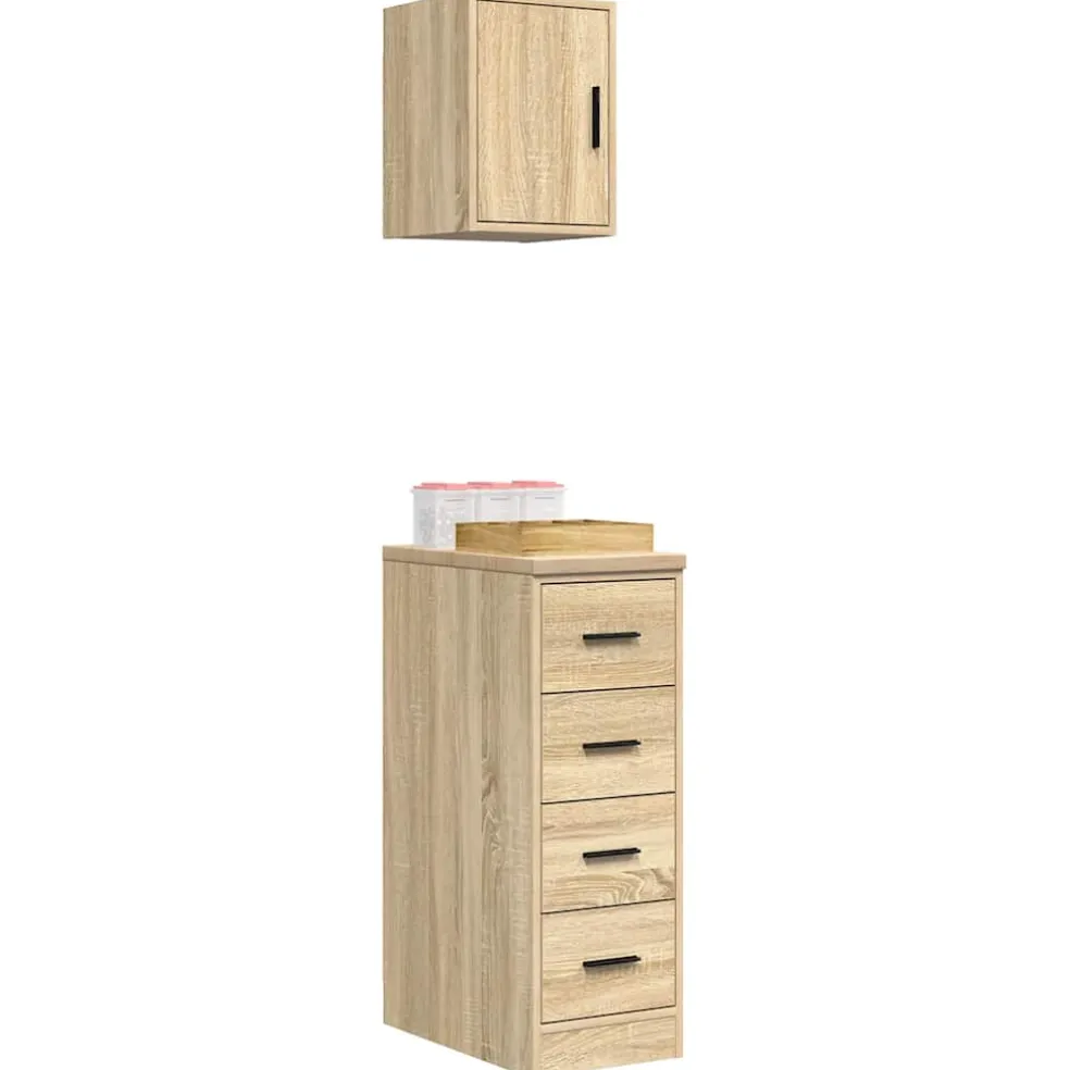 vidaXL Garagekasten 2 st Spaanplaat Sonoma eikenkleurig