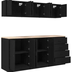 vidaXL Garagekasten 6 st spaanplaat zwart