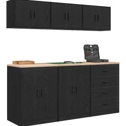 vidaXL Garagekasten 6 st spaanplaat zwart