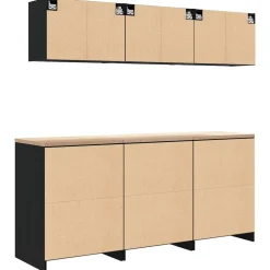 vidaXL Garagekasten 6 st spaanplaat zwart