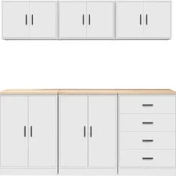 vidaXL Garagekasten 6 st spaanplaat wit