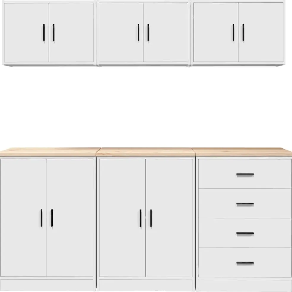 vidaXL Garagekasten 6 st spaanplaat wit