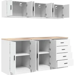 vidaXL Garagekasten 6 st spaanplaat wit