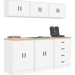 vidaXL Garagekasten 6 st spaanplaat wit