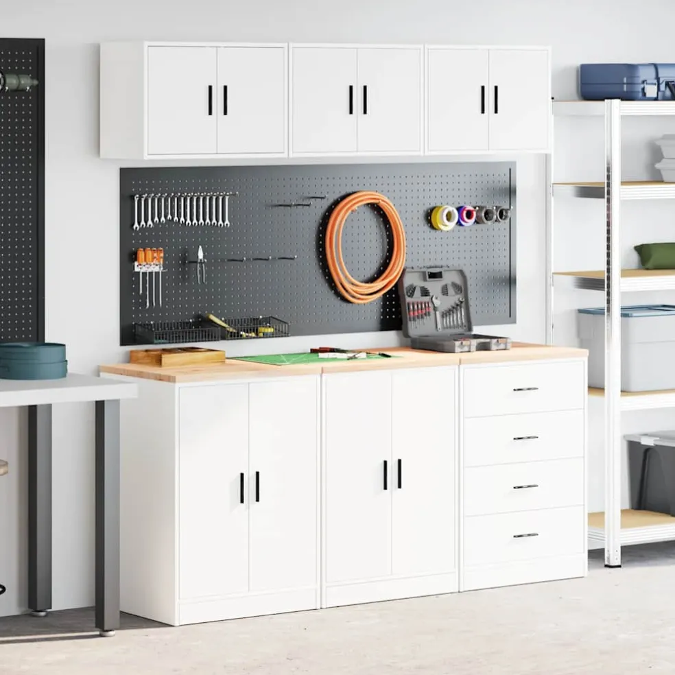 vidaXL Garagekasten 6 st spaanplaat wit