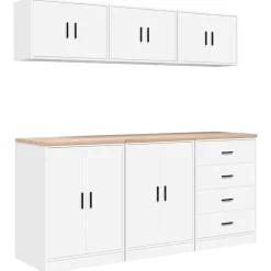 vidaXL Garagekasten 6 st spaanplaat wit