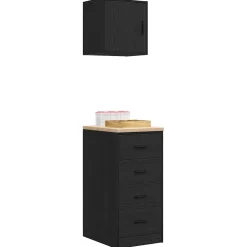 vidaXL Garagekasten 2 st spaanplaat zwart