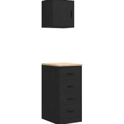 vidaXL Garagekasten 2 st spaanplaat zwart