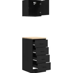 vidaXL Garagekasten 2 st spaanplaat zwart