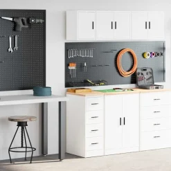 vidaXL Garagekasten 2 st spaanplaat wit