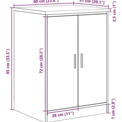 vidaXL Garagekast 60x51x85 cm massief grenenhout gerookt eiken