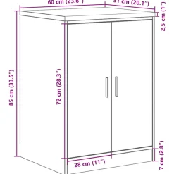 vidaXL Garagekast 60x51x85 cm massief grenenhout artisan eikenkleurig