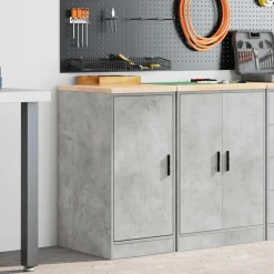 vidaXL Garagekast 40x51x85 cm massief grenenhout betongrijs