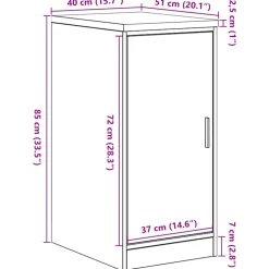 vidaXL Garagekast 40x51x85 cm massief grenenhout betongrijs