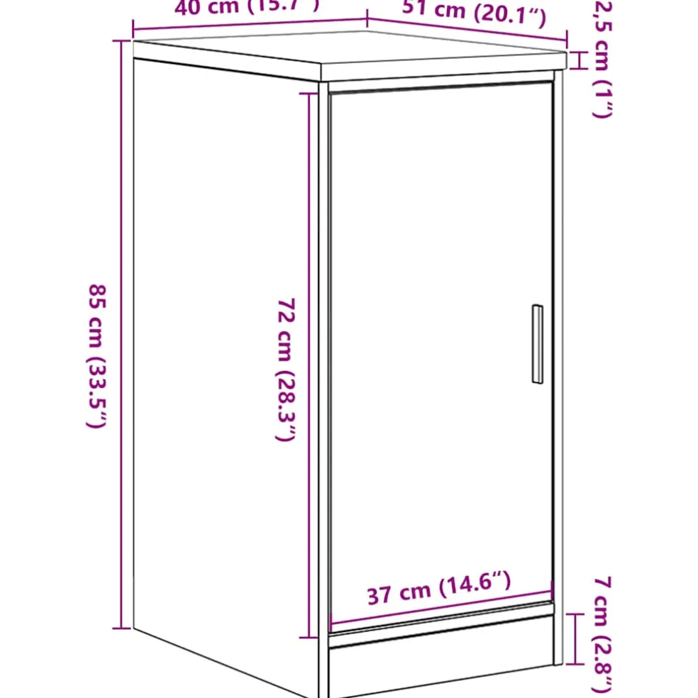 vidaXL Garagekast 40x51x85 cm massief grenenhout betongrijs