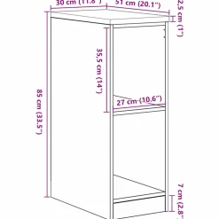 vidaXL Garagekast 30x51x85 cm massief grenenhout gerookt eiken