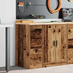 vidaXL Garagekast 30x51x85 cm massief grenenhout betongrijs