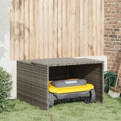 vidaXL Garage voor robotmaaier 86x90x52/57 cm poly rattan grijs