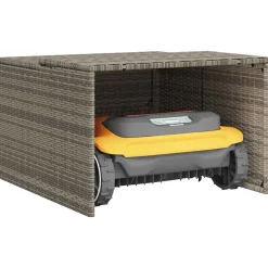 vidaXL Garage voor robotmaaier 86x90x52/57 cm poly rattan grijs