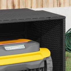 vidaXL Garage voor robotmaaier 86x90x52/57 cm poly rattan zwart