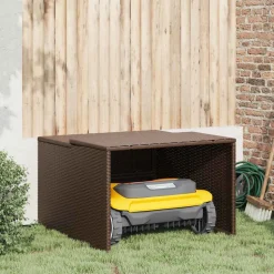 vidaXL Garage voor robotmaaier 86x90x52/57 cm poly rattan bruin
