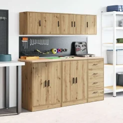 vidaXL Garage wandkast bewerkt hout ambachtelijk eiken
