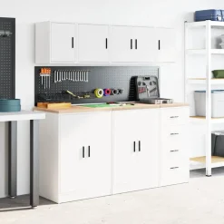vidaXL Garagewandkast bewerkt hout wit