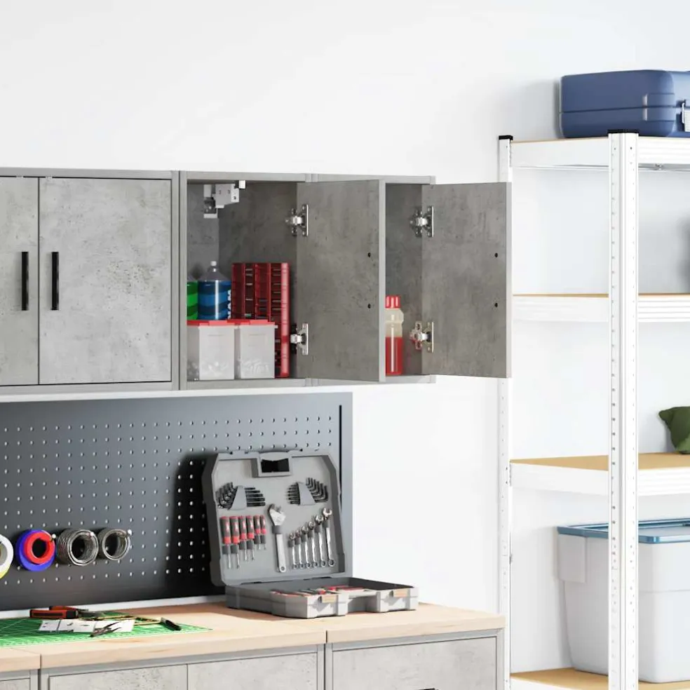 vidaXL Garagewandkasten 2 st bewerkt hout betongrijs