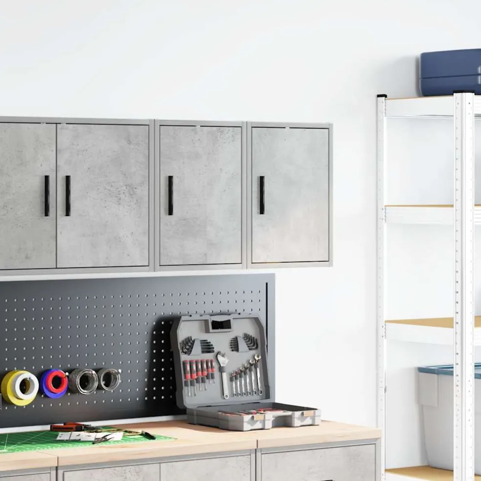 vidaXL Garagewandkasten 2 st bewerkt hout betongrijs