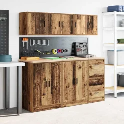 vidaXL Garage wandkasten 2 st bewerkt hout oud hout