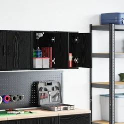 vidaXL Garagewandkasten 2 st spaanplaat zwart