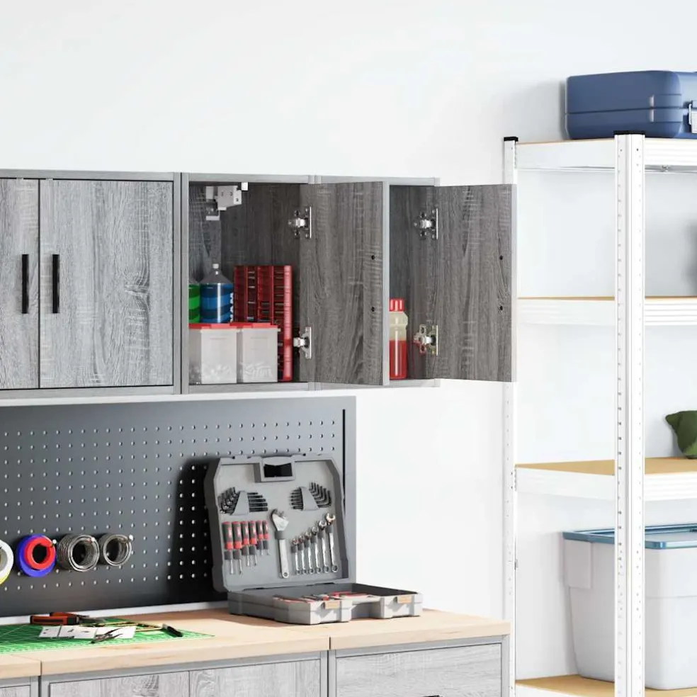 vidaXL Garagewandkasten 2 st spaanplaat Sonoma grijs