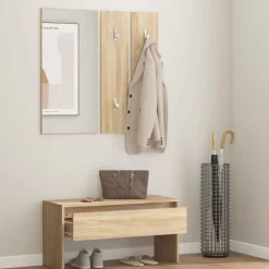 vidaXL Garderobe set bewerkt hout sonoma eiken